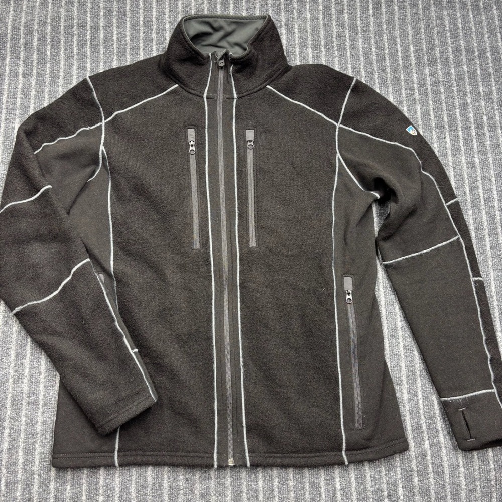 Kuhl Interceptr Jacket L Black Excellent Full Zip Fleece Thumb Loops 3115 (2200)